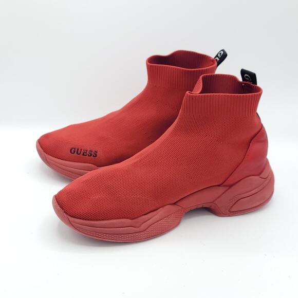 Guess Women’s Pause Knit Wedge Red Textile  fabric size 7.5M - Picture 4 of 9